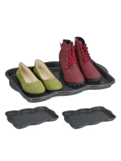 3 x Schuhabtropfschale in Grau - (B)48 x (H)3 x (T)34 cm