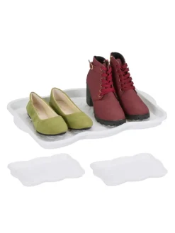 3 x Schuhabtropfschale in Weiß - (B)48 x (H)3 x (T)34 cm