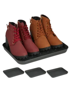 4 x Schuhabtropfschale in Schwarz - (B)27 x (H)3 x (T)35 cm