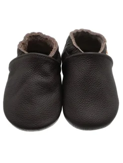 Baby Krabbelschuhe aus Leder mit rutschfester Sohle – Dunkelbraun