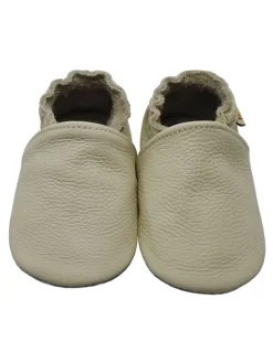 Baby Krabbelschuhe aus Leder mit rutschfester Sohle – Elfenbein
