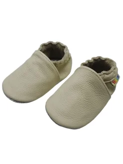 Baby Krabbelschuhe aus Leder mit rutschfester Sohle – Elfenbein