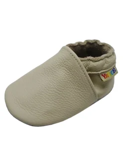 Baby Krabbelschuhe aus Leder mit rutschfester Sohle – Elfenbein