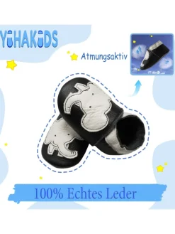 Baby Krabbelschuhe aus Leder, weiche Lauflernschuhe mit rutschfester Sohle