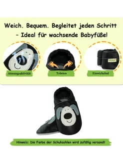 Baby Krabbelschuhe aus Leder, weiche Lauflernschuhe mit rutschfester Sohle