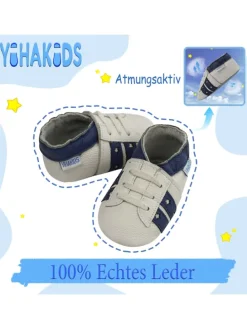 Baby Krabbelschuhe aus Leder, weiche Lauflernschuhe mit rutschfester Sohle