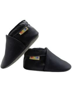 Baby Krabbelschuhe aus Leder mit rutschfester Sohle – Marineblau