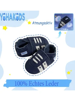 Baby Krabbelschuhe aus Leder, weiche Lauflernschuhe mit rutschfester Sohle