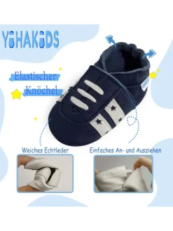 Baby Krabbelschuhe aus Leder, weiche Lauflernschuhe mit rutschfester Sohle