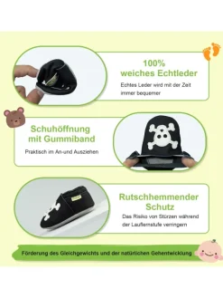 Baby Krabbelschuhe aus Leder, weiche Lauflernschuhe mit rutschfester Sohle
