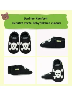 Baby Krabbelschuhe aus Leder, weiche Lauflernschuhe mit rutschfester Sohle