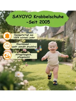 Baby Krabbelschuhe aus Leder, weiche Lauflernschuhe mit rutschfester Sohle