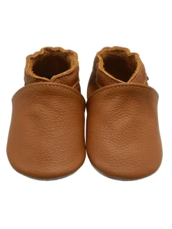 Baby Krabbelschuhe aus Leder mit rutschfester Sohle – Braun