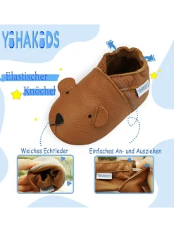 Baby Krabbelschuhe aus Leder, weiche Lauflernschuhe mit rutschfester Sohle