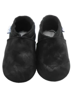 Baby Krabbelschuhe in Schnitzerei Schwarz