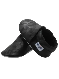 Baby Krabbelschuhe in Schnitzerei Schwarz