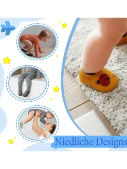 Baby Leder Krabbelschuhe, mit rutschfester Sohle – Braun