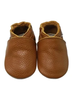 Baby Leder Krabbelschuhe, rutschfeste und weiche Sohle - Braun