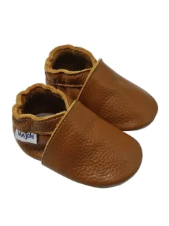 Baby Leder Krabbelschuhe, rutschfeste und weiche Sohle - Braun