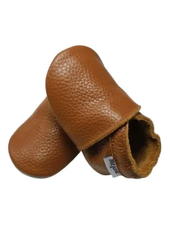 Baby Leder Krabbelschuhe, rutschfeste und weiche Sohle - Braun
