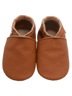 Baby Leder Krabbelschuhe, mit rutschfester harter Sohle – Braun