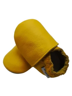 Baby Leder Krabbelschuhe, mit rutschfester Sohle – Gelb