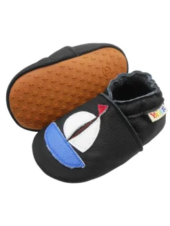 Baby Leder Krabbelschuhe,mit rutschfester harter Sohle-Segelboot - Muster