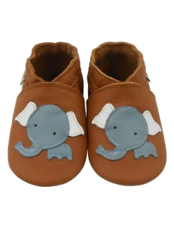 Baby Leder-Krabbelschuhe "Elefant" in Braun