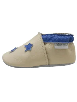 Baby-Leder-Laufschuhe, komfortabel mit rutschfester Sohle- blauen Sternenmotiven