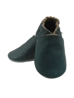 Baby-Leder-Laufschuhe, komfortabel mit rutschfester Sohle - Dunkelgrün