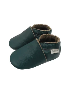 Baby-Leder-Laufschuhe, komfortabel mit rutschfester Sohle - Dunkelgrün