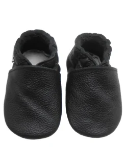 Baby-Leder-Laufschuhe, komfortabel mit rutschfester Sohle - Schwarz