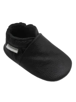 Baby-Leder-Laufschuhe, komfortabel mit rutschfester Sohle - Schwarz