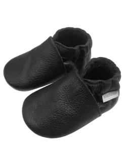 Baby-Leder-Laufschuhe, komfortabel mit rutschfester Sohle - Schwarz