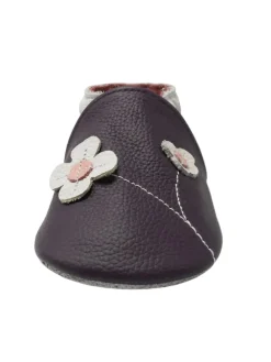 Baby-Lederlaufschuhe mit rutschfester Sohle – lila mit Blumenmuster