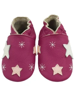 Baby-Leder-Laufschuhe, mit rutschfester Sohle - Schneeflocken- und Sternenmuster