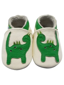 Baby-Lederlaufschuhe mit rutschfester Sohle – grünes Dinosauriermuster
