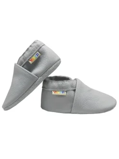 Babyschuhe aus Leder mit rutschfester Sohle – Hellgrau
