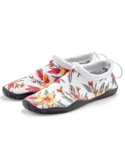 Badeschuh in weiß Blume