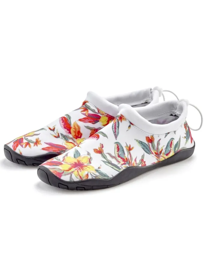 Badeschuh in weiß Blume