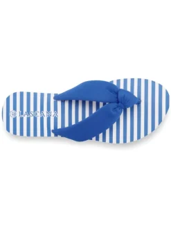 Badezehentrenner in blau/weiß