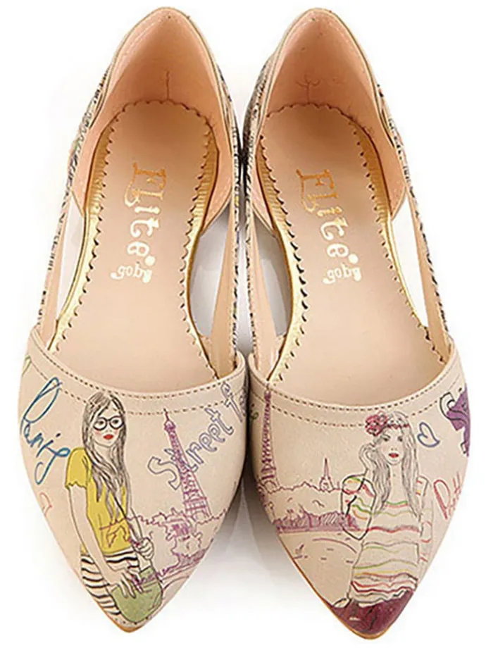 Ballerinas in Beige/ Bunt