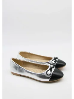 Ballerinas in Silber/ Schwarz