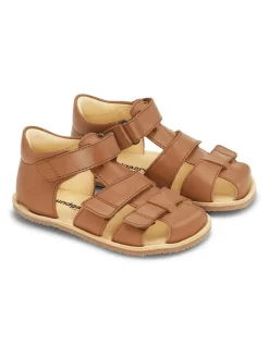 Barfuß Leder-Halbsandalen "Savi" in Hellbraun