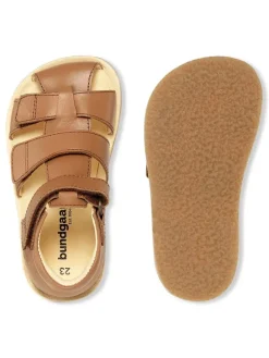 Barfuß Leder-Halbsandalen "Savi" in Hellbraun