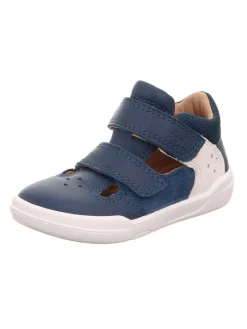 Barfuß Leder-Halbsandalen "Superfree" in Dunkelblau/ Weiß