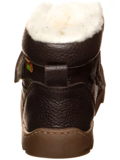Barfuß Leder-Winterboots in Braun