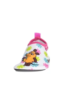 Barfuß-Schuh DIE MAUS Blumen in Weiß/Rosa