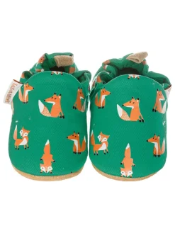 Baumwoll-Krabbelschuhe "Fox" in Grün