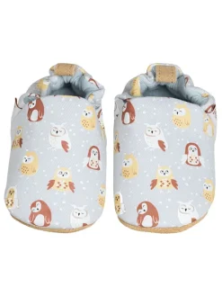 Baumwoll-Krabbelschuhe "Owl" in Hellblau